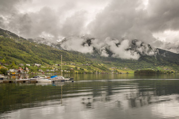 Fototapeta na wymiar Exposure done in the Ulvik Fjord, Norway