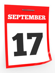 September 17. Calendar on white background.