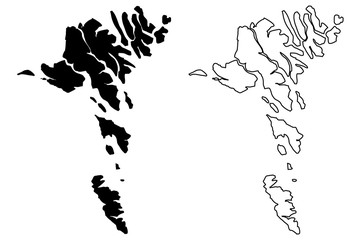 Faroe Islands map vector illustration, scribble sketch Faroe Islands