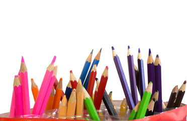 colored pencils isolated on white background