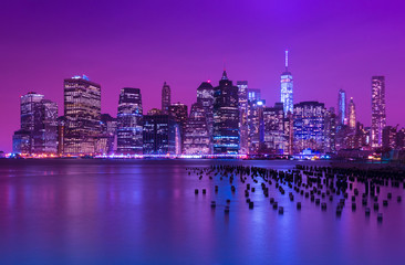Fototapeta na wymiar Manhattan skyline at night. New-York cityscape. NY, USA