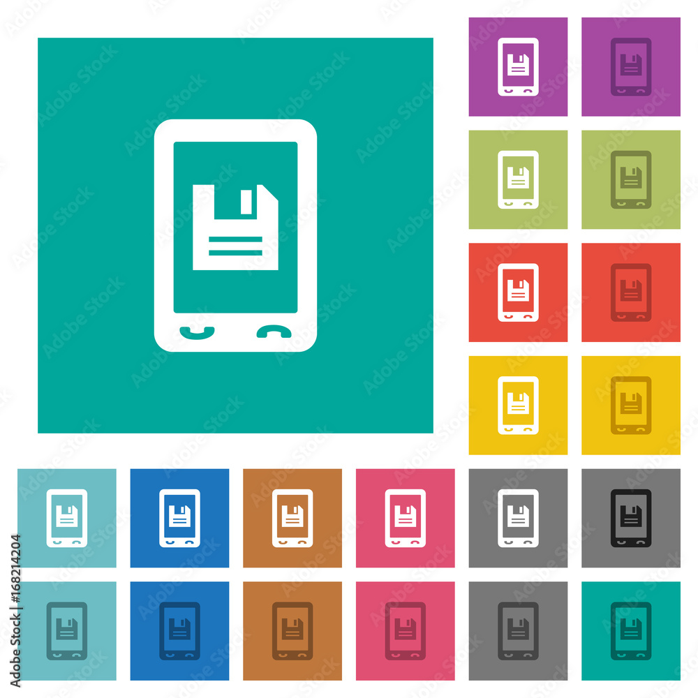 Aufkleber mobile save data square flat multi colored icons