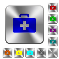 First aid kit rounded square steel buttons