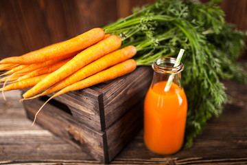 Fresh organic carrot juice