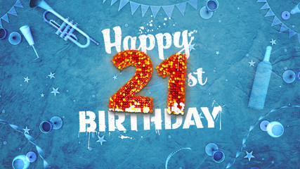 Happy 21st Birthday Card with beautiful details