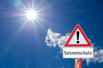 Warnschild Sonnenschutz