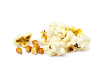 Fresh popcorn isolated on a white background