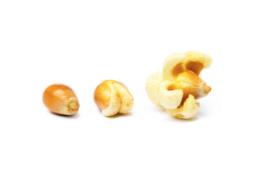 Fresh popcorn isolated on a white background