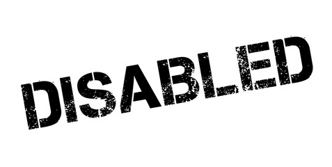 Disabled rubber stamp. Grunge design with dust scratches. Effects can be easily removed for a clean, crisp look. Color is easily changed.