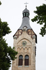 Old countryside church tower.