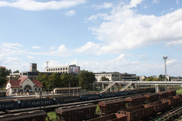 Fototapeta na wymiar View to a railway station from small pedestrian bridge.