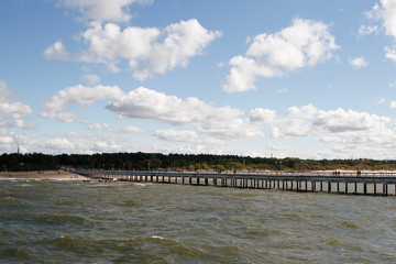 Fototapeta na wymiar Baltic sea seaside view with pier.