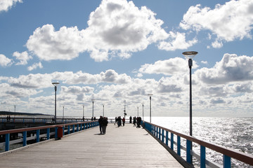 Fototapeta premium Pier bridge view in Lithuania near Baltic sea.