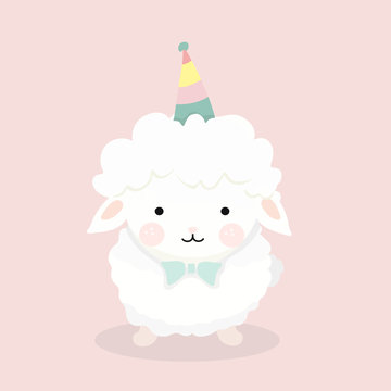 Cute sheep in flat style.
