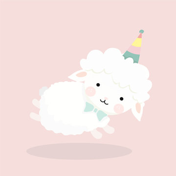Cute sheep in flat style.
