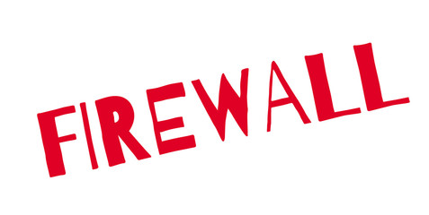 Firewall rubber stamp. Grunge design with dust scratches. Effects can be easily removed for a clean, crisp look. Color is easily changed.