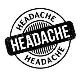 Headache rubber stamp. Grunge design with dust scratches. Effects can be easily removed for a clean, crisp look. Color is easily changed.