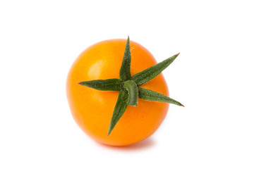 one orange cherry tomato isolated on white background