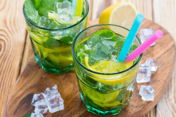 Fresh lemonade with ice