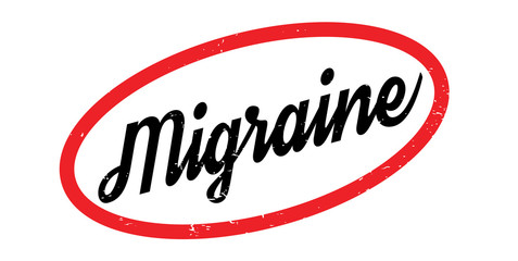 Migraine rubber stamp. Grunge design with dust scratches. Effects can be easily removed for a clean, crisp look. Color is easily changed.