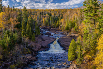 beaver river falls, autumn, bever bay, minnesota