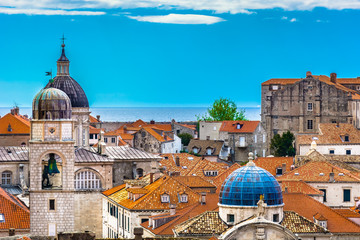 Dubrovnik town landmarks. / Famous european travel resort in Croatia, Dubrovnik old town, UNESCO World's Heritage Site. - obrazy, fototapety, plakaty