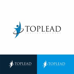 abstract business people leading logo inspiration