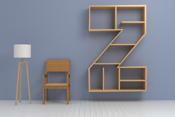 Empty room interior 3D rendering