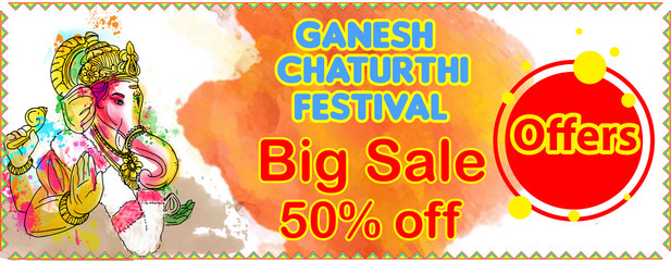 Obraz premium illustration of Lord Ganpati background for Ganesh Chaturthi with message in Hindi Ganapati