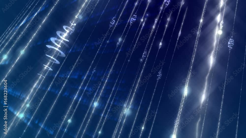 Poster abstract dark blue loopable animation of lines with data signal though them