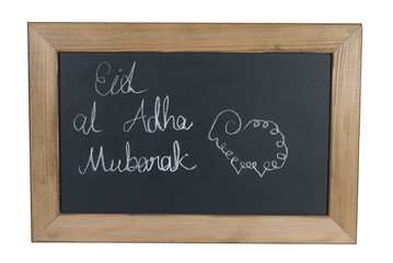 Obraz premium Sheep Drawing on Black Board for Feast of Sacrifice and written 