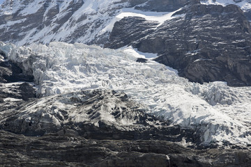 Glacier with glacier clefts in the Alps near Grindelwald, Switzerland