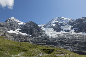 Peaks of Mount Eiger and Mount Moench, Grindelwald, Bernese Oberland, Switzerland
