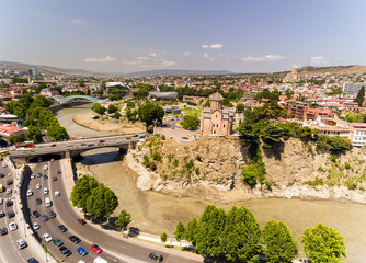 TBILISI capital of Georgia. Aerial view of center of Tbilisi