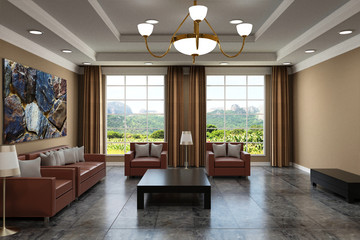 Empty room interior 3D rendering