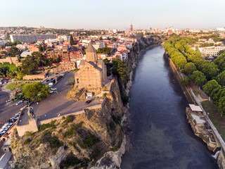 Fototapeta na wymiar TBILISI capital of Georgia. Aerial view of center of Tbilisi