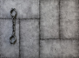 Shackles, slave chains on a dark background,Halloween