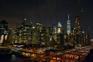 Night Manhattan view from the bridge