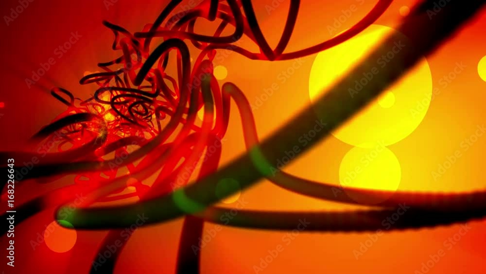 Poster abstract camera moving along internet data wires. internet data transfer concept. loopable.