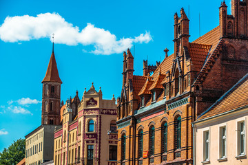 Fototapeta na wymiar Buildings around Grand Place in Chełmno in Poland