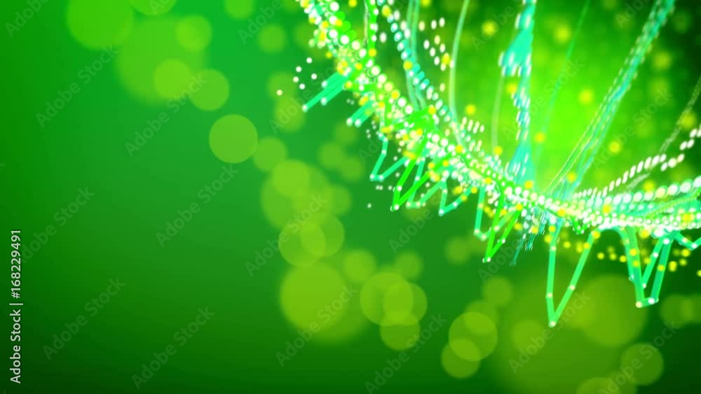 Poster abstract animation of equalizer music background on a green with copyspace. seamless loop.