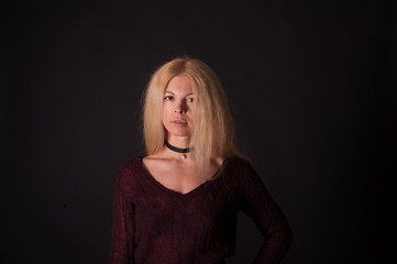 Studio portrait of pretty blonde woman - natural pure skin, no make up