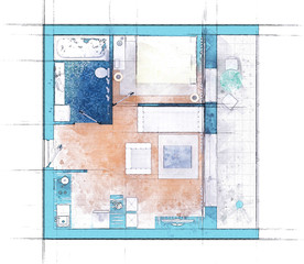 apartment plan sketch