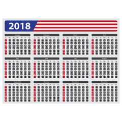 USA calendar 2018 - without official holidays