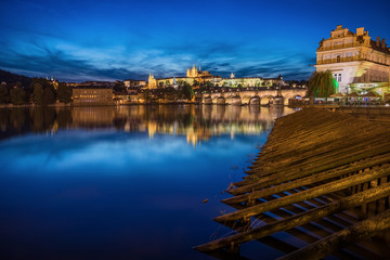 Sunset in Prague, Charles Bridge overlook