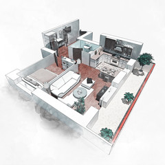 apartment plan sketch