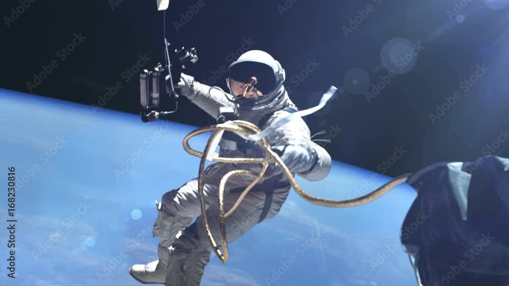 Aufkleber astronaut in outer space against the earth background. elements of this image furnished by nasa.
