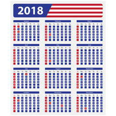 USA calendar 2018, official holidays