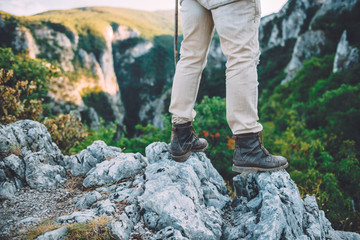 Hiker standing on the mountain top