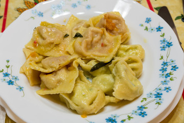 Ravioli filled with pumpkin and sage